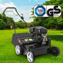 Scarificateur Thermique 196cc 38cm 4,9CV, 50 L, 2en1 : Rouleau De Verticoupe à 16 Lames, Carter En Metal Réglage Centralisé - De BRAST