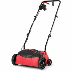 GOPLUS Scarificateur Electrique 1400W, Largeur De Travail 32 CM, Profondeur De Travail à 4 Niveaux Avec Guidon Ergonomique Pliable, Bac De Ramassage 30L, 2 En 1 Aérateur Et Démousseur Pelouse (Rouge) -Scarificateur Soldes Boutique 40243151 3