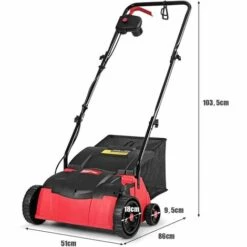 GOPLUS Scarificateur Electrique 1400W, Largeur De Travail 32 CM, Profondeur De Travail à 4 Niveaux Avec Guidon Ergonomique Pliable, Bac De Ramassage 30L, 2 En 1 Aérateur Et Démousseur Pelouse (Rouge) -Scarificateur Soldes Boutique 40243151 5