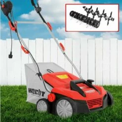BBLOISIRAM Hecht Jardin 1683 Scarificateur Aérateur électrique 2en1 1600W 8 Couteaux Doubles 24griffres Avec Profondeur Réglable