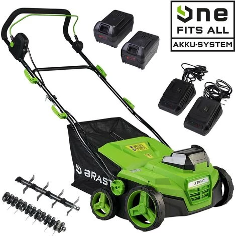 BRAST Scarificateur Batterie 40V 38cm, 2en1 3000tr/min 16 Lames De Scarification, 24 D‘aiguilles D'aération Env. 300m², Bac 50l, Livrée Avec 2 Batteries (2x20V) Et 2 Chargeurs 5 BRAST Scarificateur Batterie 40V 38cm, 2en1 3000tr/min 16 Lames De Scarification, 24 D‘aiguilles D'aération Env. 300m², Bac 50l, Livrée Avec 2 Batteries (2x20V) Et 2 Chargeurs – Image 5