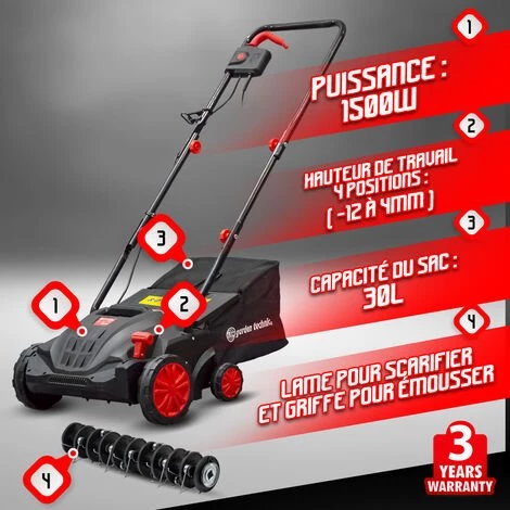 ELEM GARDEN TECHNIC Scarificateur émousseur électrique 1500W - 32cm 2 ELEM GARDEN TECHNIC Scarificateur émousseur électrique 1500W - 32cm – Image 2